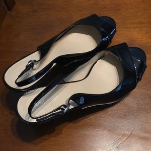 Nine West Black Dressy Peep Toe Slingback Heels
